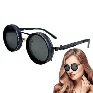Adjustable Tint Sunglasses Twist Round SunglassesAdjustable Brightness1-9 Gears Polarized, Unisex Round Glasses for Fishing Driving Cycling, UV400 Protection Outdoor Shades