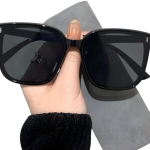 Retro Square Cat-Eye Sunglasses for Men & Women | Stylish Black Frame UV400 Protection Shades | Lightweight Trendy Eyewear for Outdoor, Travel & Daily Fashion.f