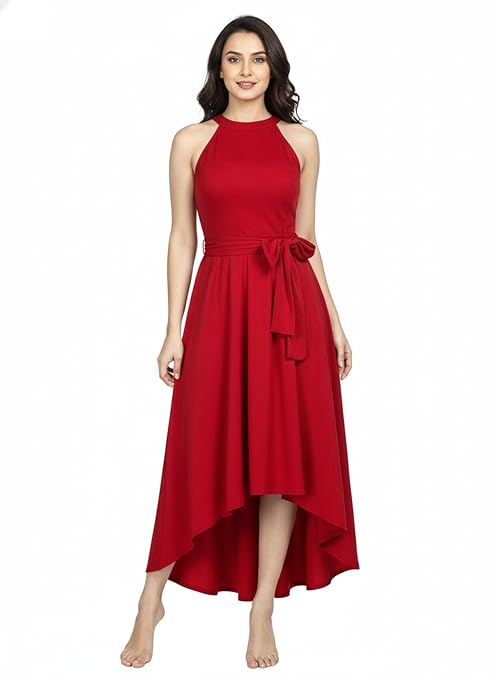 Women's Western High Low Knee Long One Piece Dress