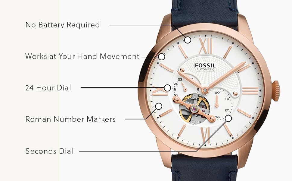 Fossil Townsman Auto Analog White Dial Leather Men's Watch-Me3171